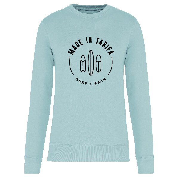 Montaje de sudadera sin capucha azul wave con surf and swim en negro