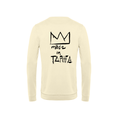 Sudadera orgánica Sin Capucha Blanco Duna con el logo de la corona