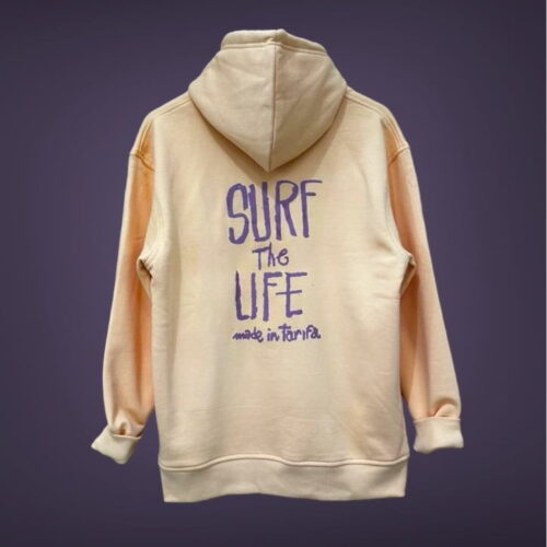 sudadera surfer con capucha melocotón surf the life de madeintarifa