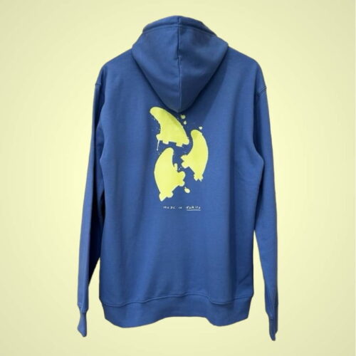 sudadera surfer con capucha fénix azul con quillas de made in tarifa