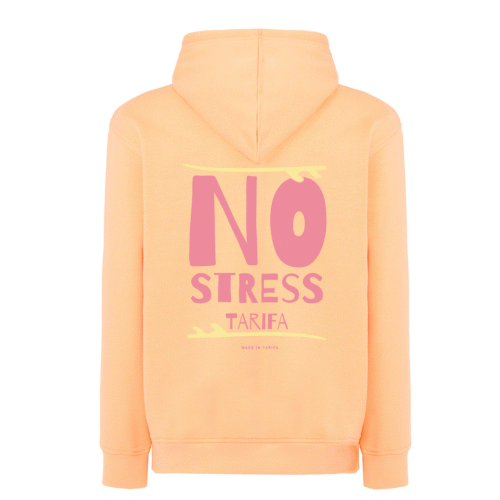 sudadera capucha melocotón no stress rosa madeintarifa