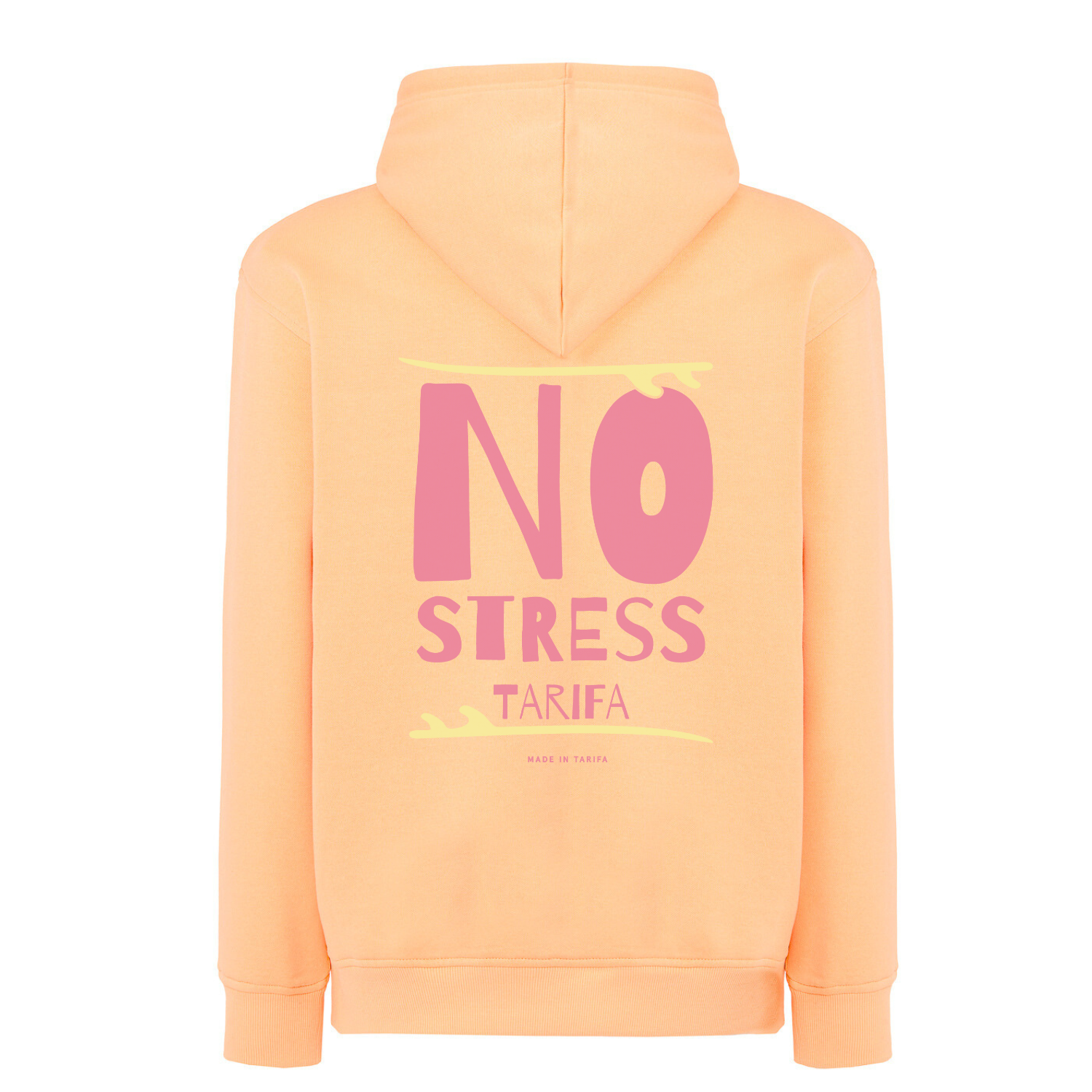 sudadera capucha melocotón no stress rosa madeintarifa