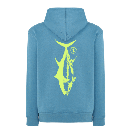 sudadera concapucha azulturquesacon atún verde lima madeintarifa