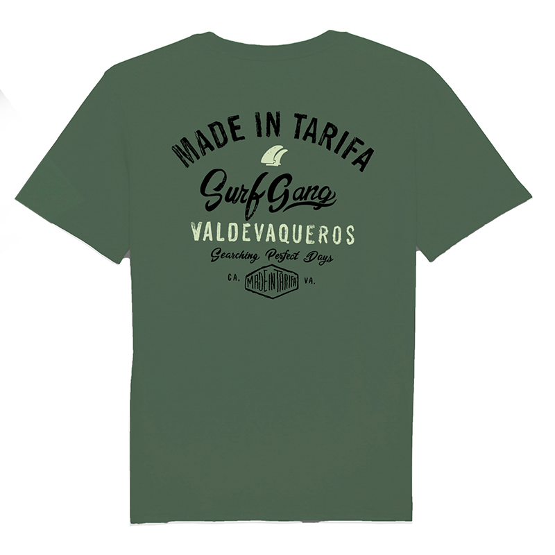 modeloCamiseta mangacorta surfer verde surfgang back-madeintarifa