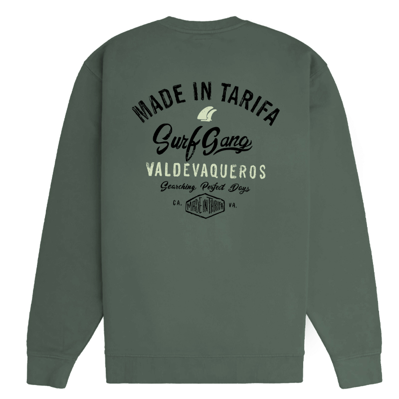 Sudadera sin Capucha verde surfgang back-madeintarifa