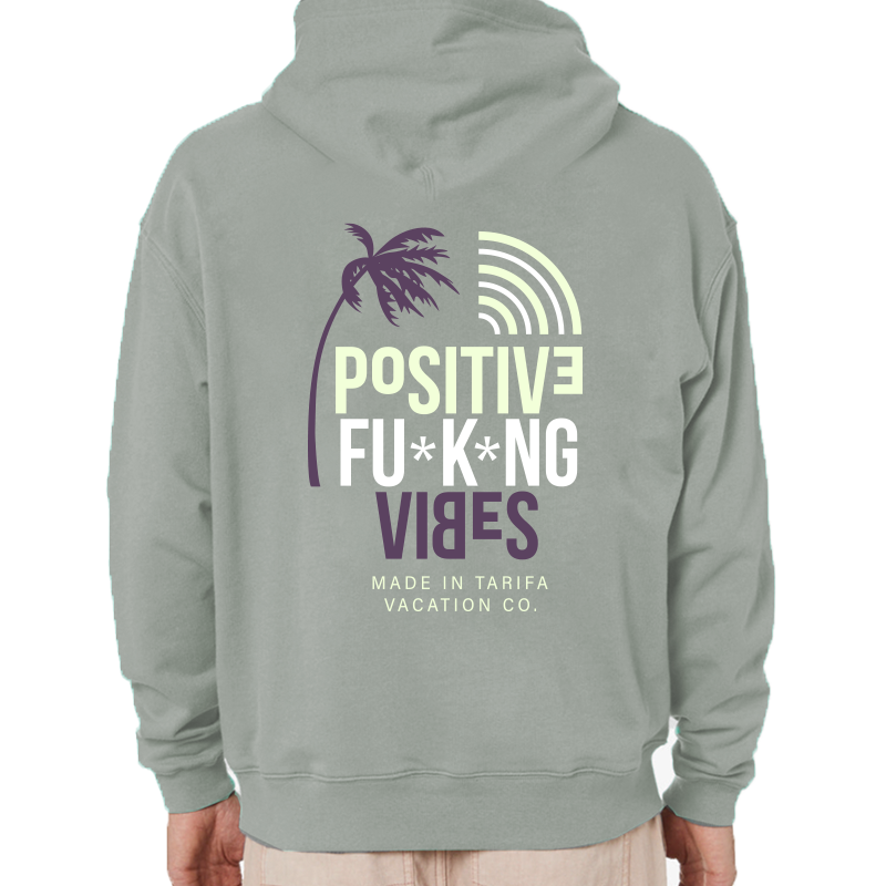 Sudadera surfer Gris Positive Fucking Vibes