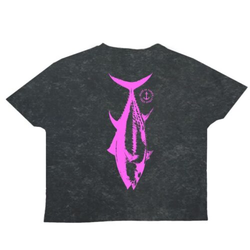 Camiseta manga corta crop negra Tuna fluor