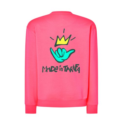 Sudadera surfer sin capucha rosa fluor