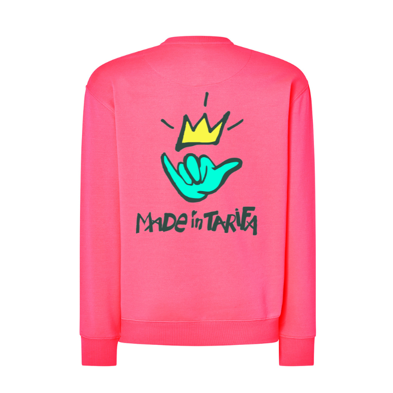 Sudadera surfer sin capucha rosa fluor