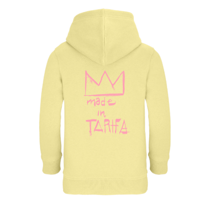 sudadera capucha infantil fénix buitre corona rosa back