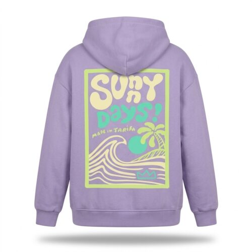 sudadera surfera capucha cremallera lila sunnydays madeintarifa back