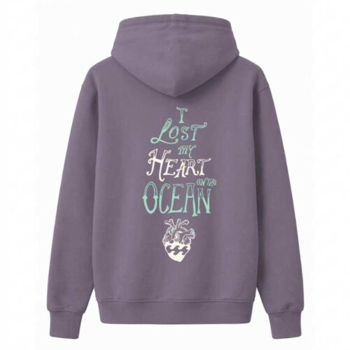 Sudadera con capucha surfer gris con corazón blanco mockup back