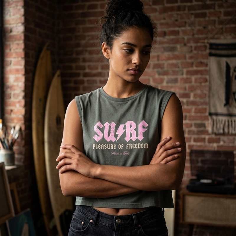 Camiseta surfera Tirantes crop SURF