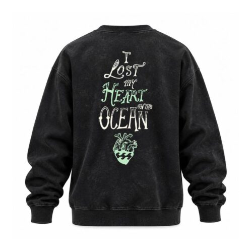 Sudadera surfer sin capucha Negra Tie Dye Heart