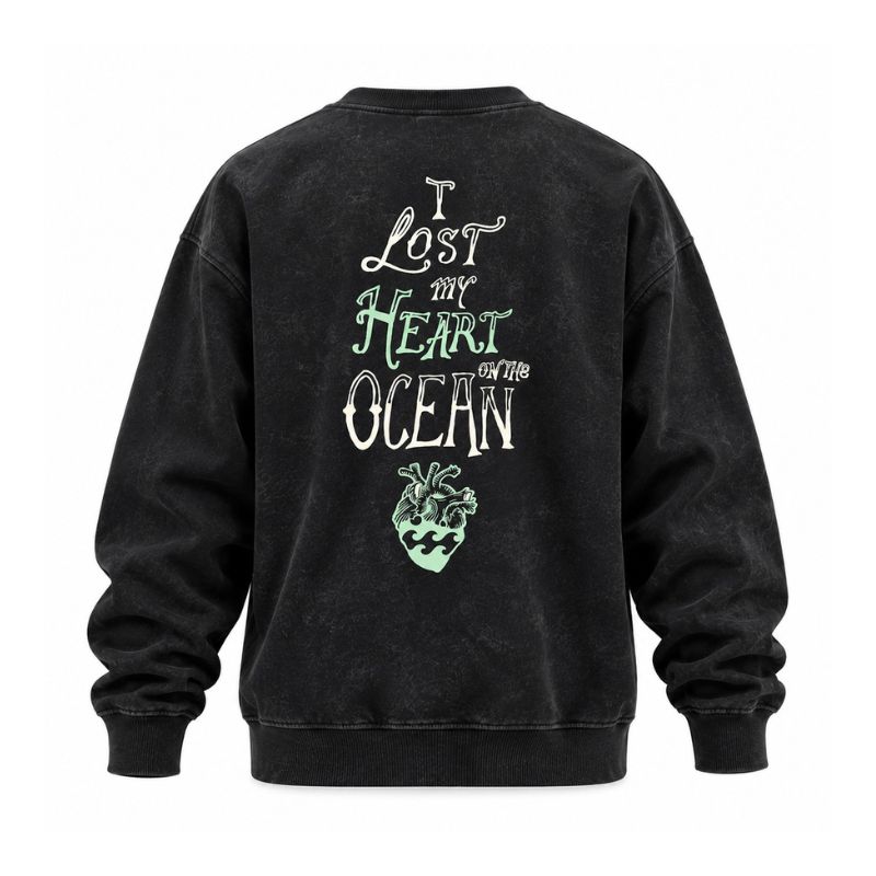 Sudadera surfer sin capucha Negra Tie Dye Heart